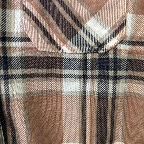 Eden & Olivia Maternity Plaid Shirt Size‎ M Brown White Long Sleeve - Picture 4 of 5